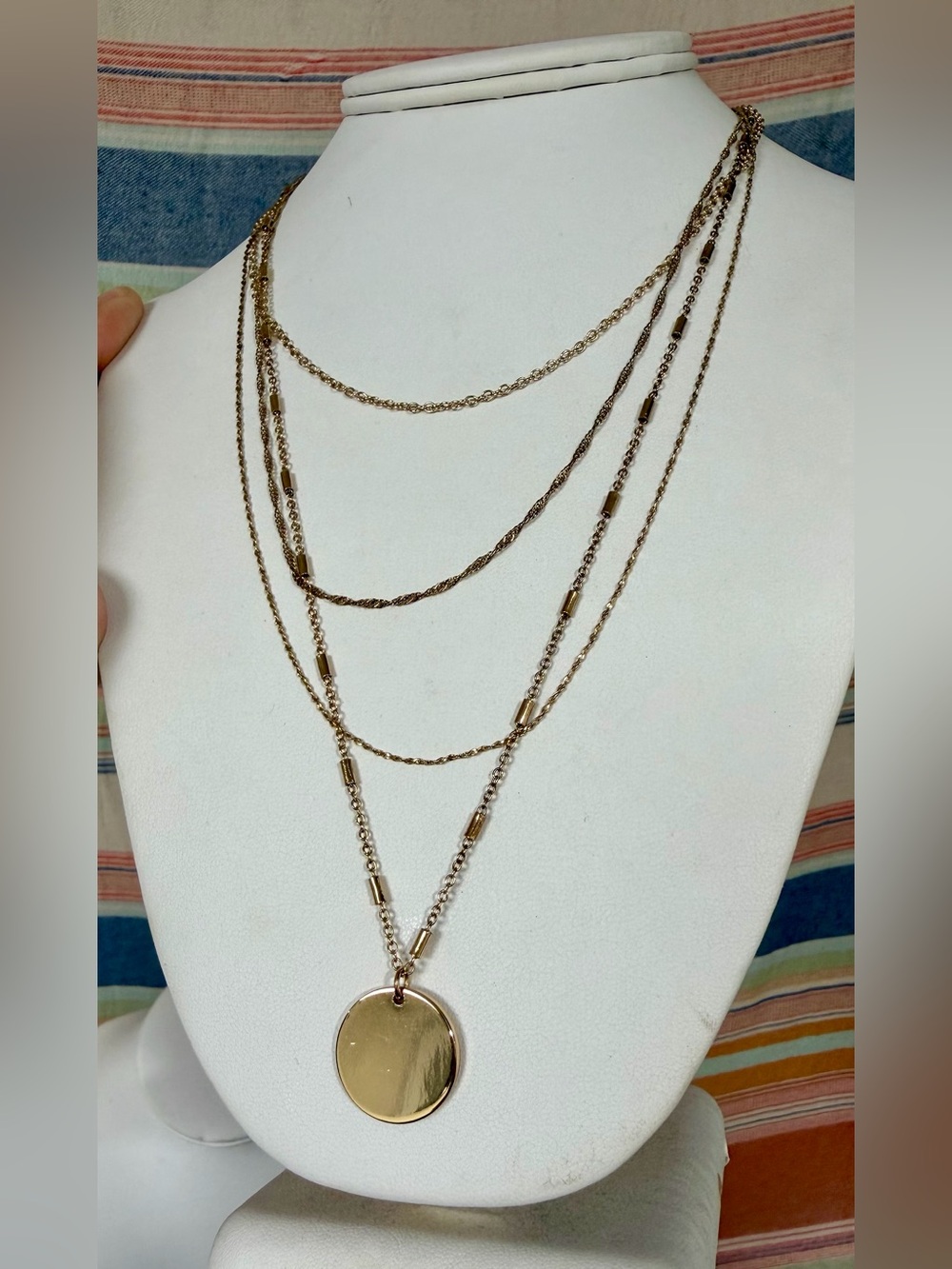 Francesca's Collections Layered Gold Tone Necklace with Pendant - Picture 2 of 4